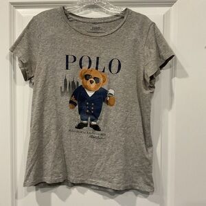 Polo by Ralph Lauren Women Gray Bear Graphic Tee